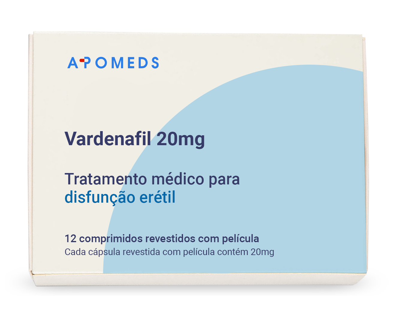 Pacote Vardenafill 20 mg com 12 comprimidos revestidos